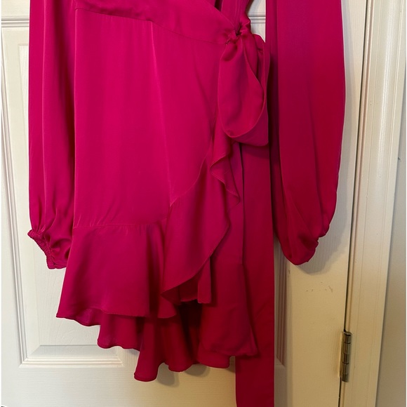Banana Republic Satin Ruffle Wrap Mini
Dress S Small NWT Bright Peony - Picture 7 of 11
